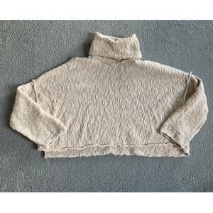 Free People Sweater Small Oversized Turtleneck Pullover Chunky Cream Beach Boho